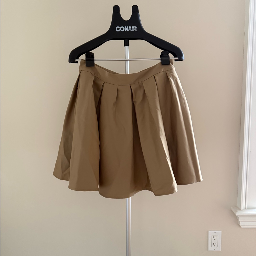 Classic Pleated Skater Skirt - Tan